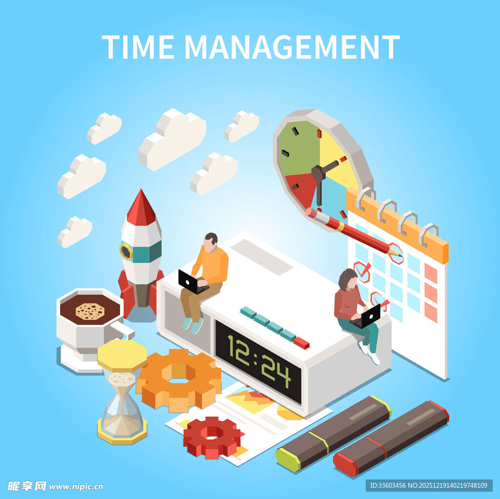 时间管理主题创意插画