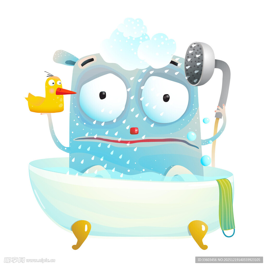 卡通方块洗澡欢乐瞬间