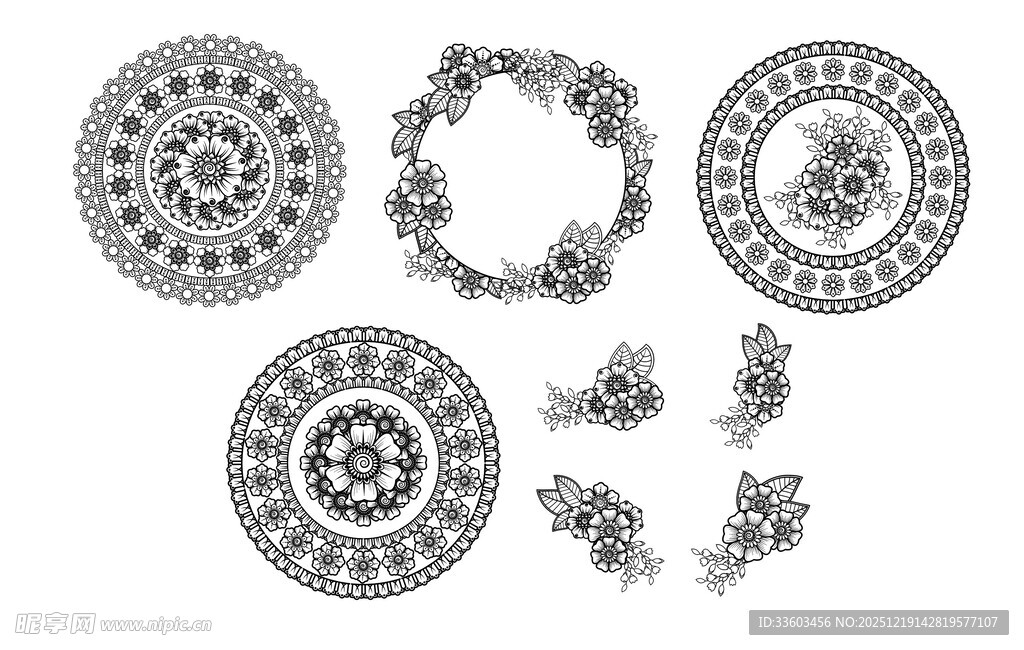 复古圆形装饰图案集合