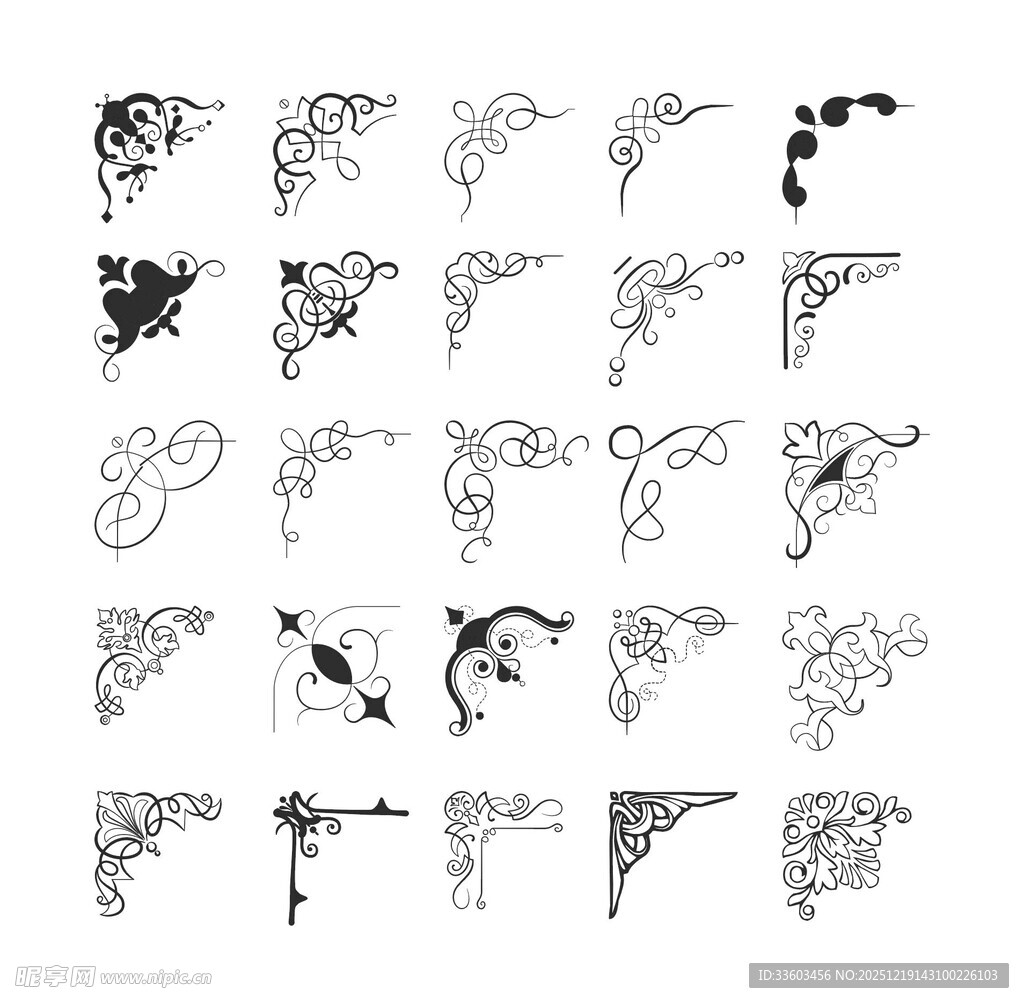 中式古典角花图案设计素材