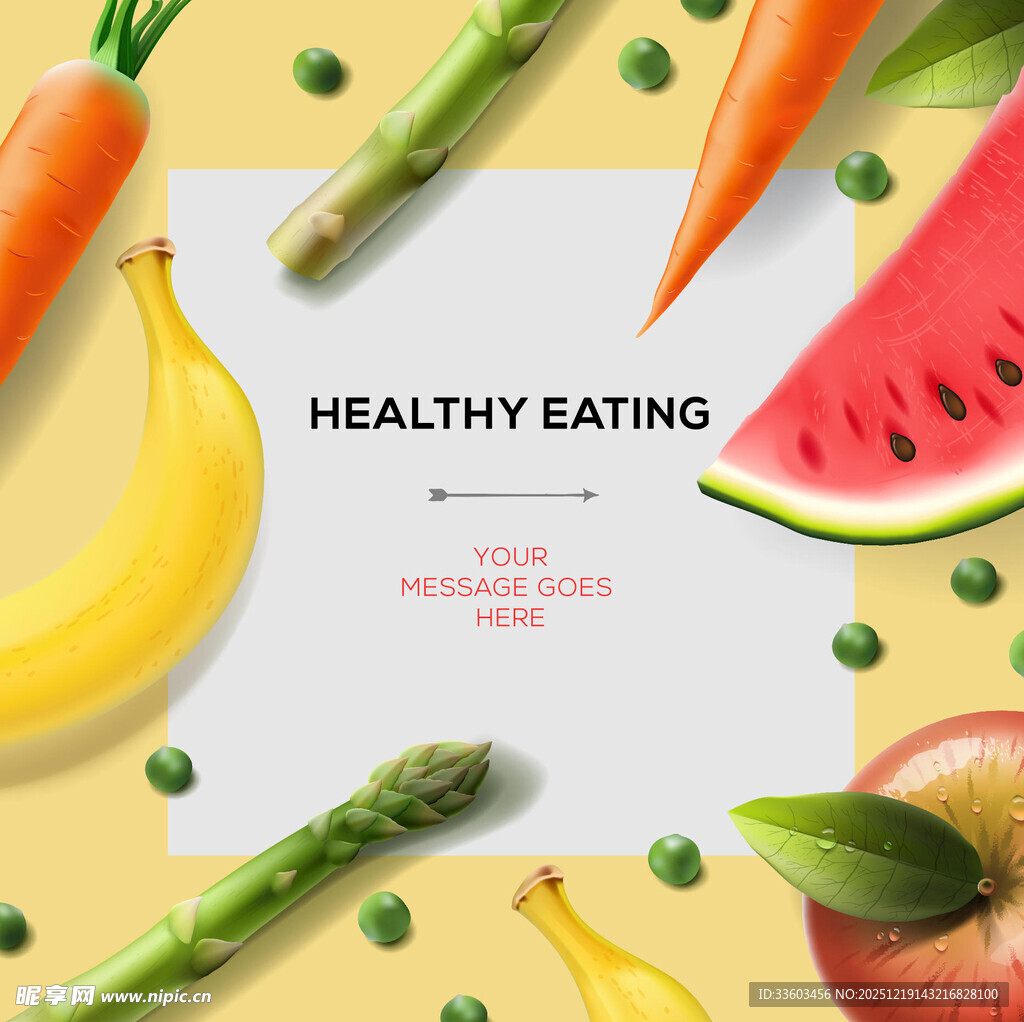 健康饮食果蔬环绕