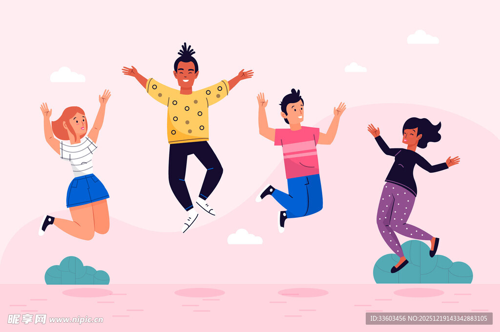 欢乐跳跃的人群