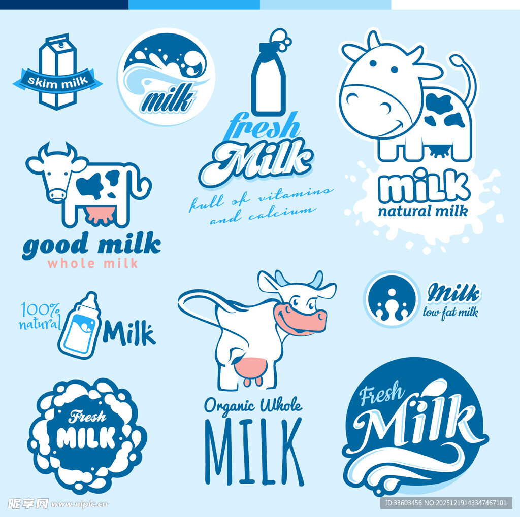 牛奶主题创意图标集合
