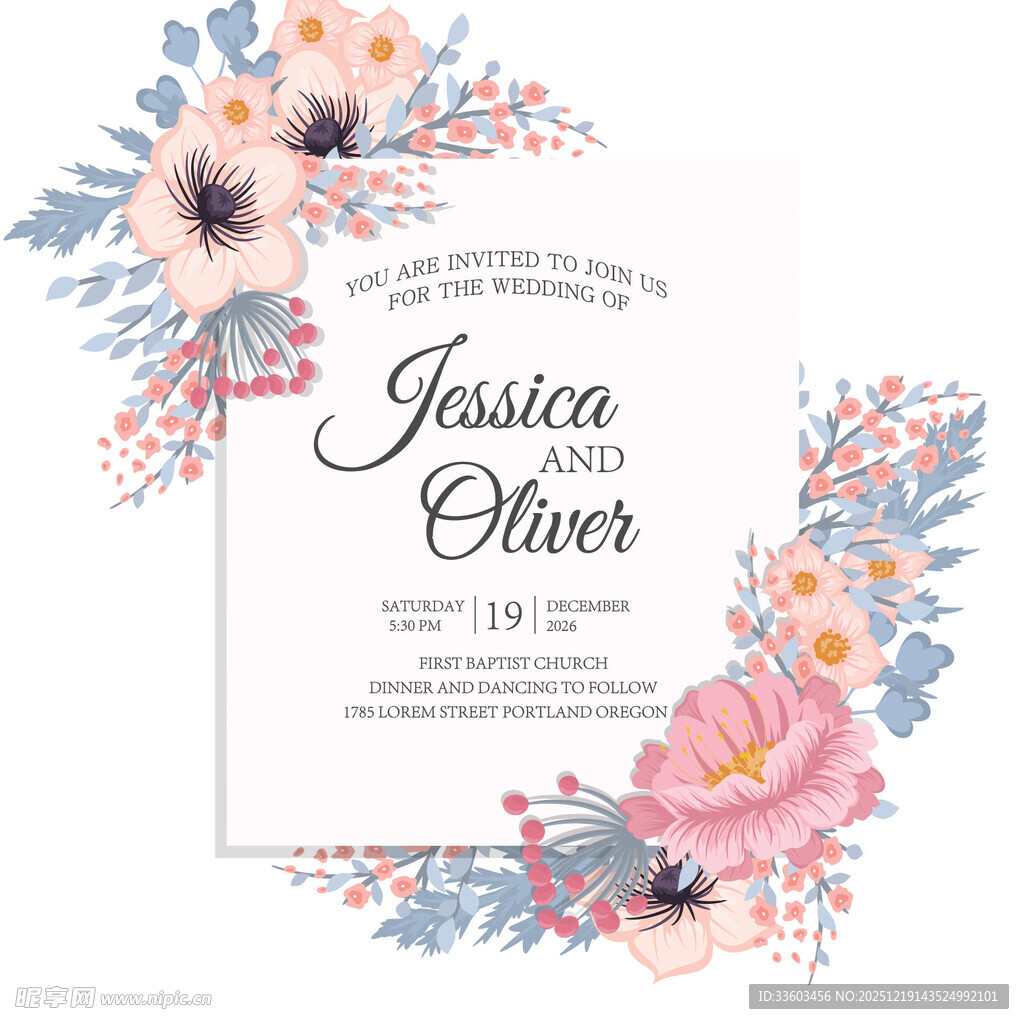 花卉婚礼请柬设计