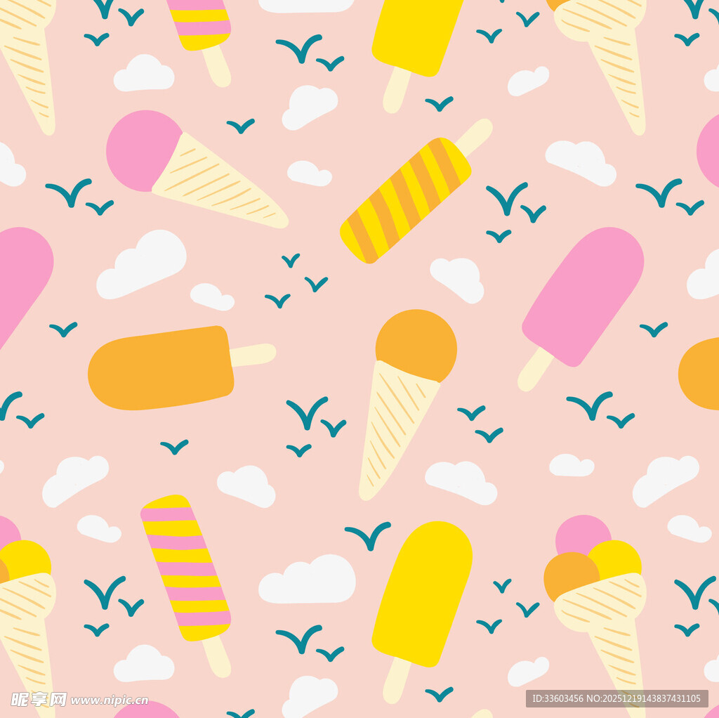 粉色背景冰淇淋图案