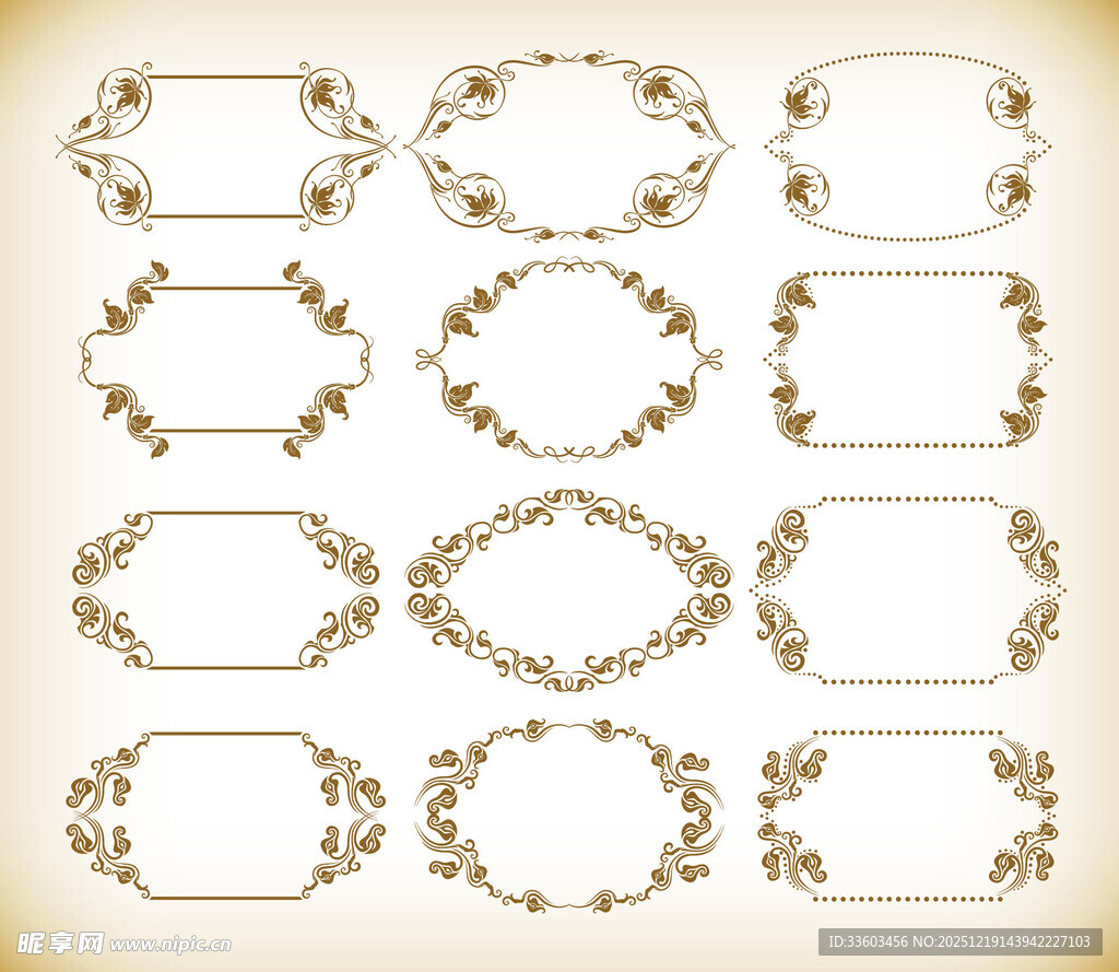 复古金色花纹边框集合