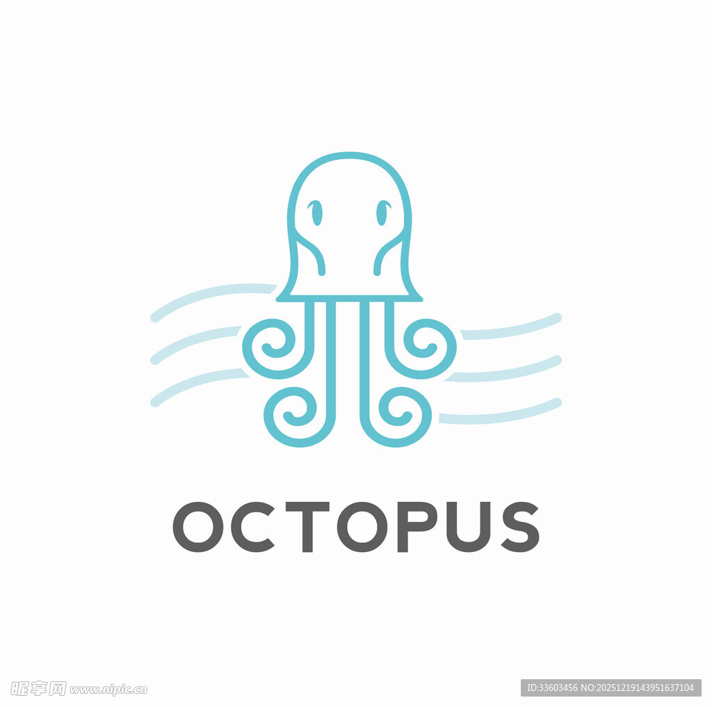 简约章鱼标志设计