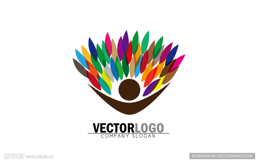 多彩羽毛创意矢量标志