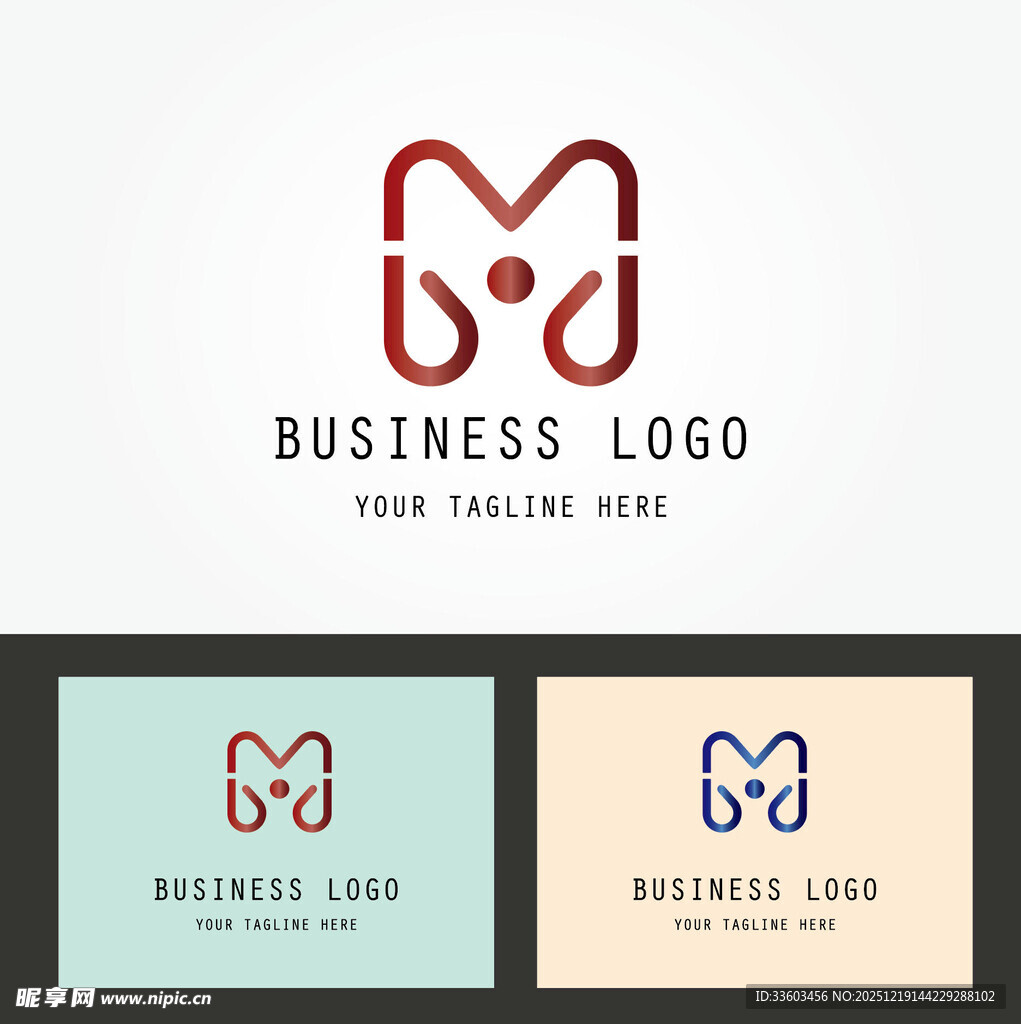 简约商务M字母标志设计