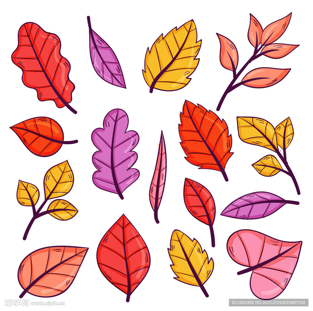 多彩秋叶矢量插画素材
