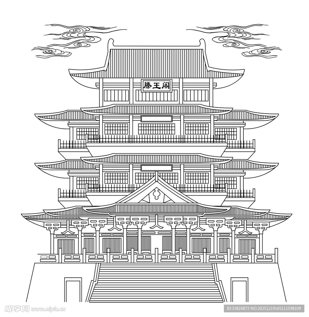 中式多层古建滕王阁