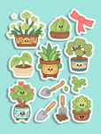 植物贴纸插图