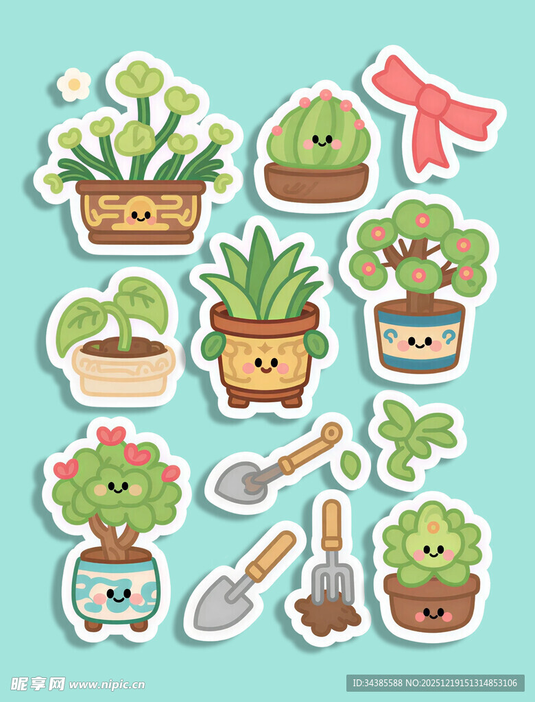 植物贴纸插图