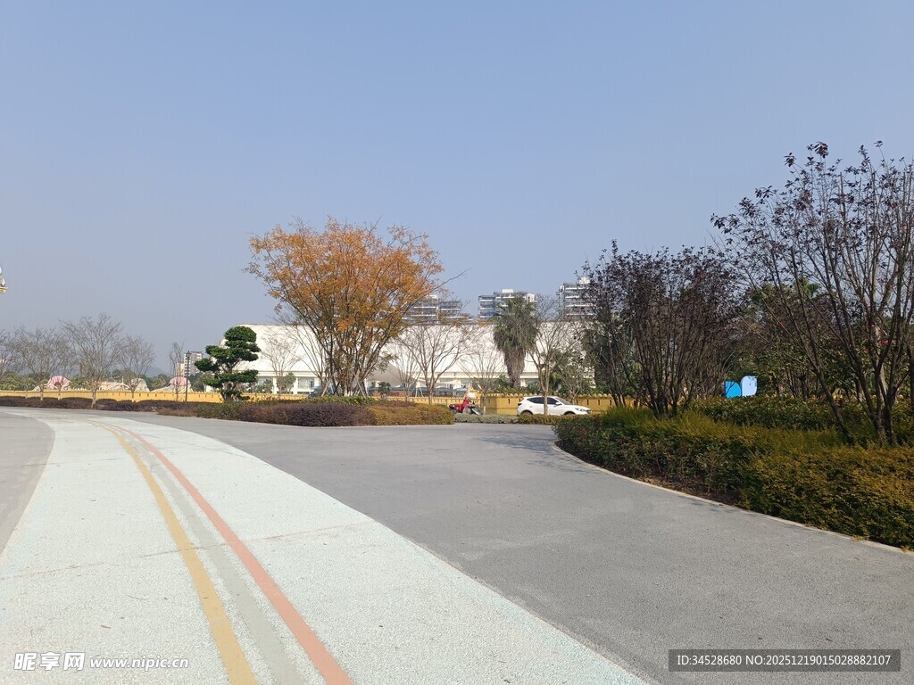 宽阔平坦的户外彩色道路