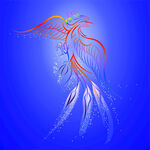 蓝色背景上的绚丽凤凰图案