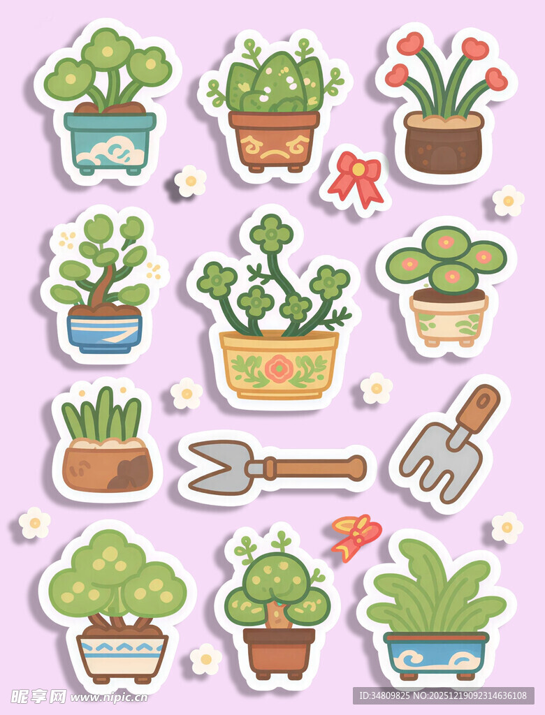 可爱盆栽贴纸