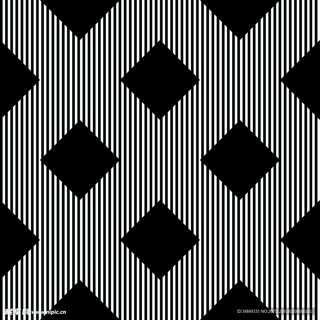 黑白几何条纹无缝图案