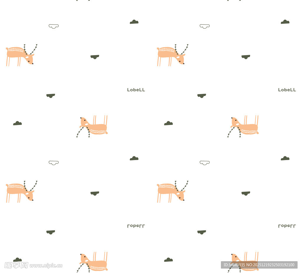 橙色猫咪图案无缝背景图