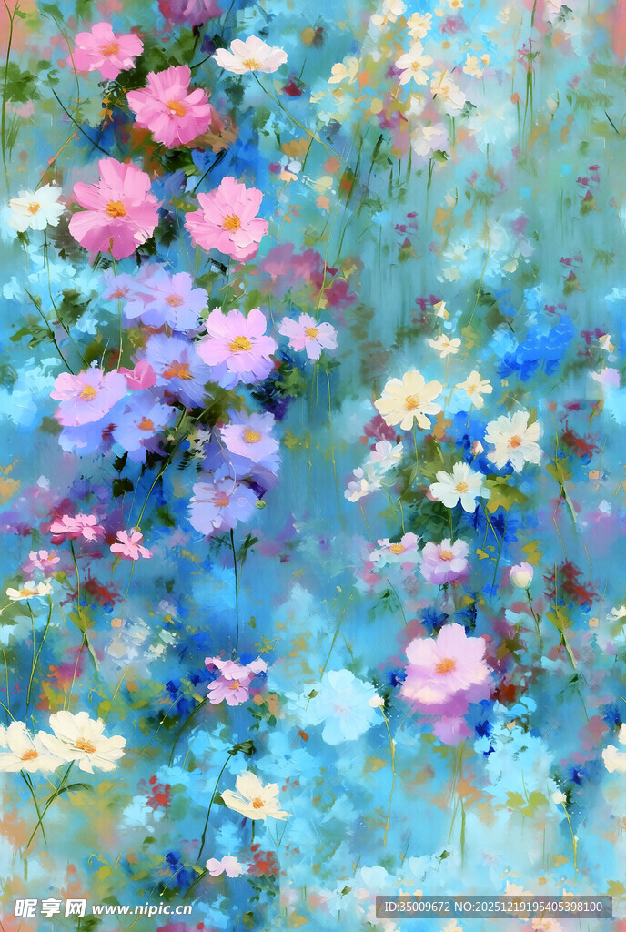 梦幻花卉水彩画场景