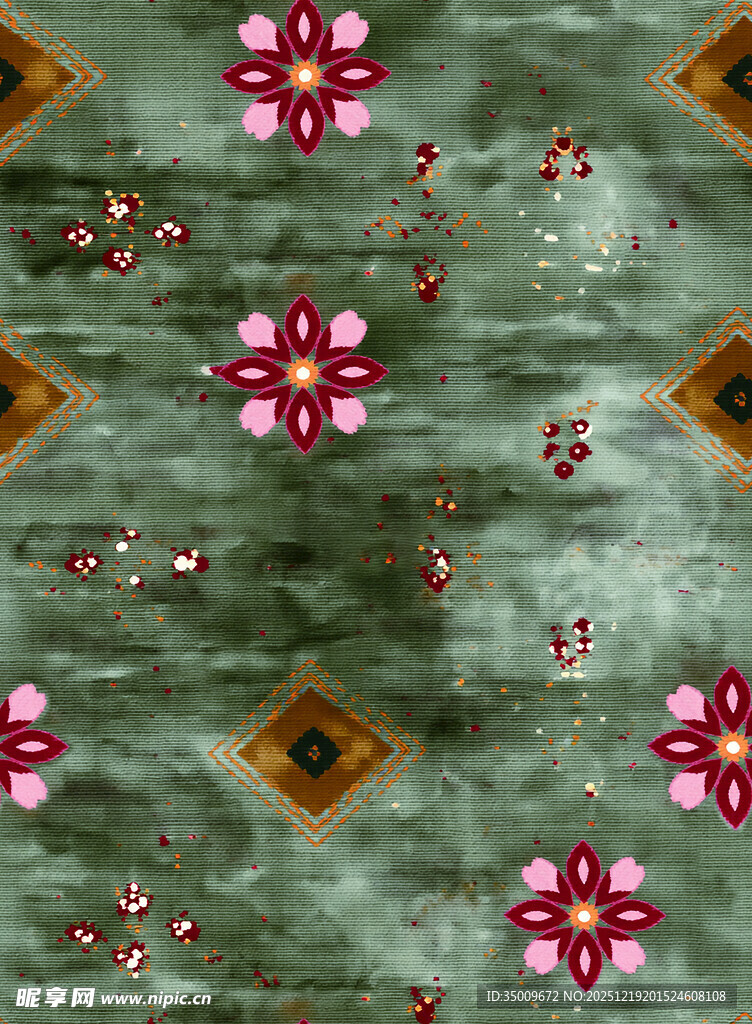 花卉几何图案复古风纹理