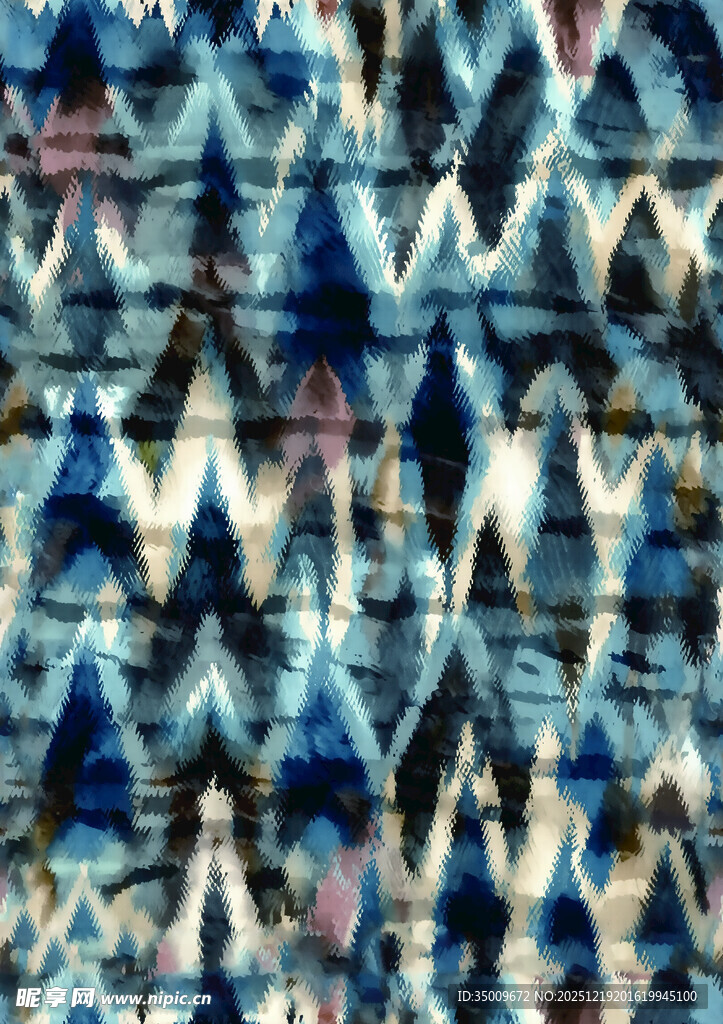 蓝调几何图案纹理面料