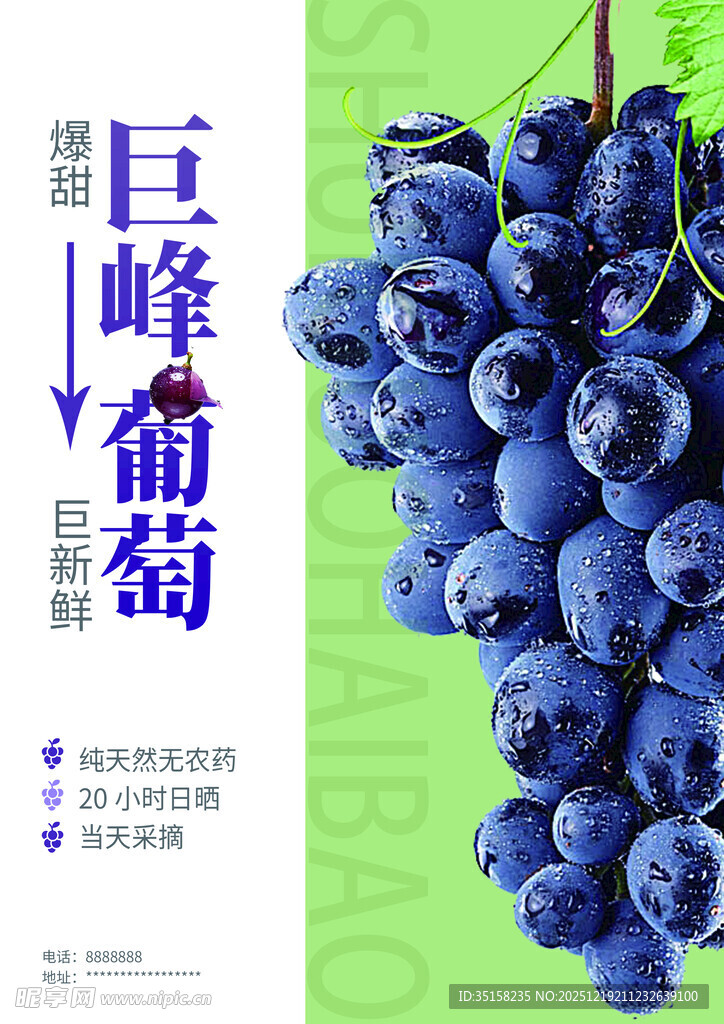 水果海报葡萄宣传页展示
