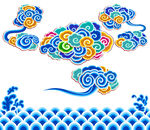 传统中式云纹海浪图案