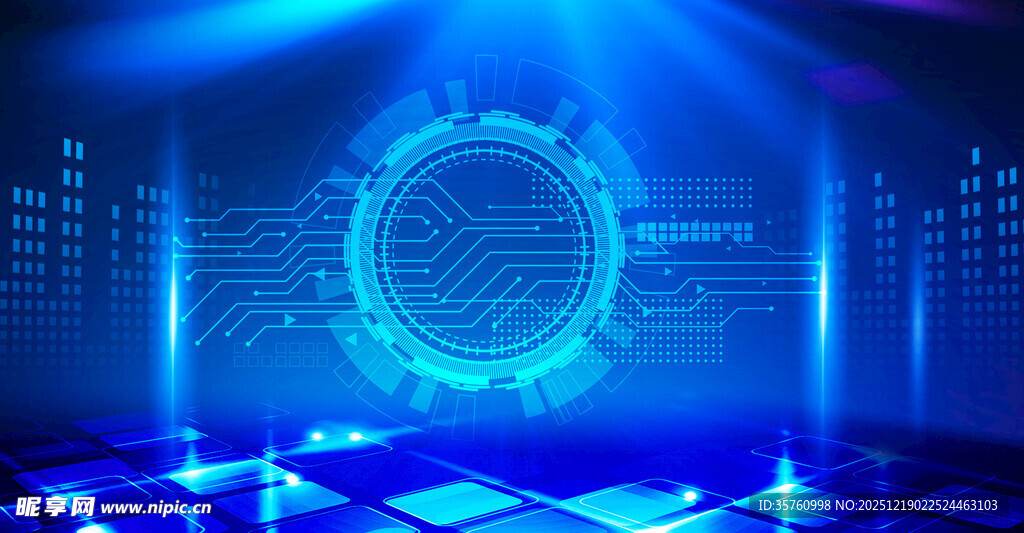 科技感蓝色未来感舞台背景