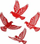 红色剪纸飞翔鸽子图案