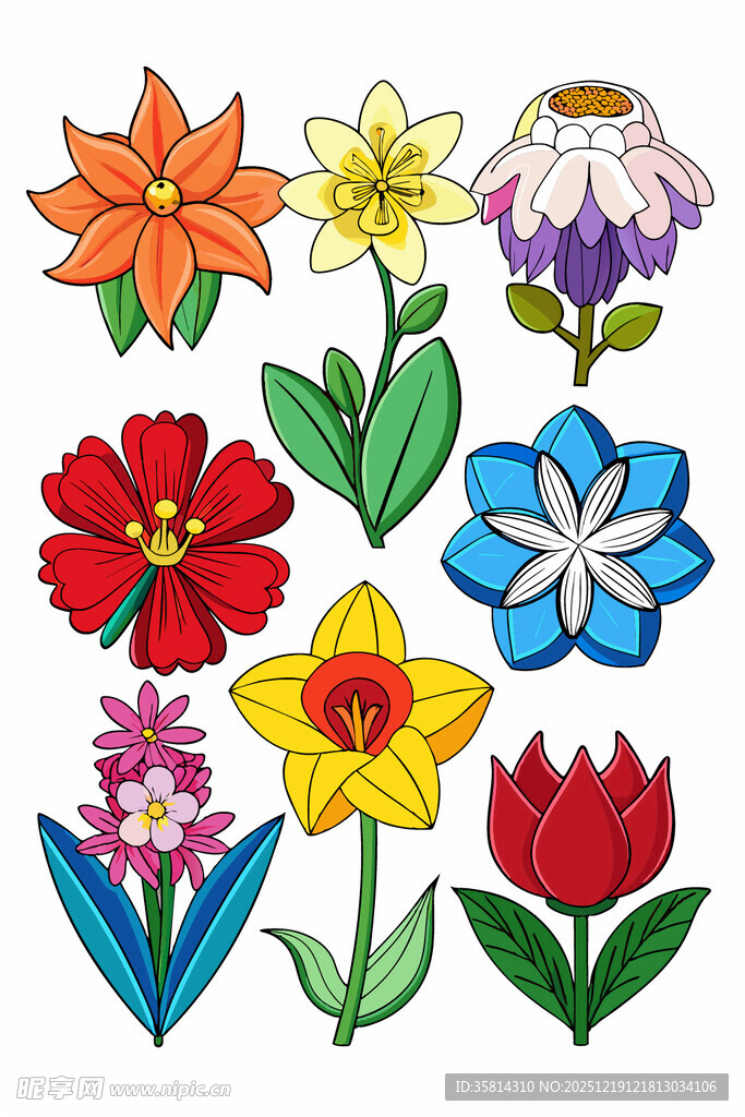 多彩手绘花卉图案