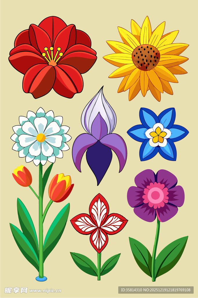 多彩花卉图案集合