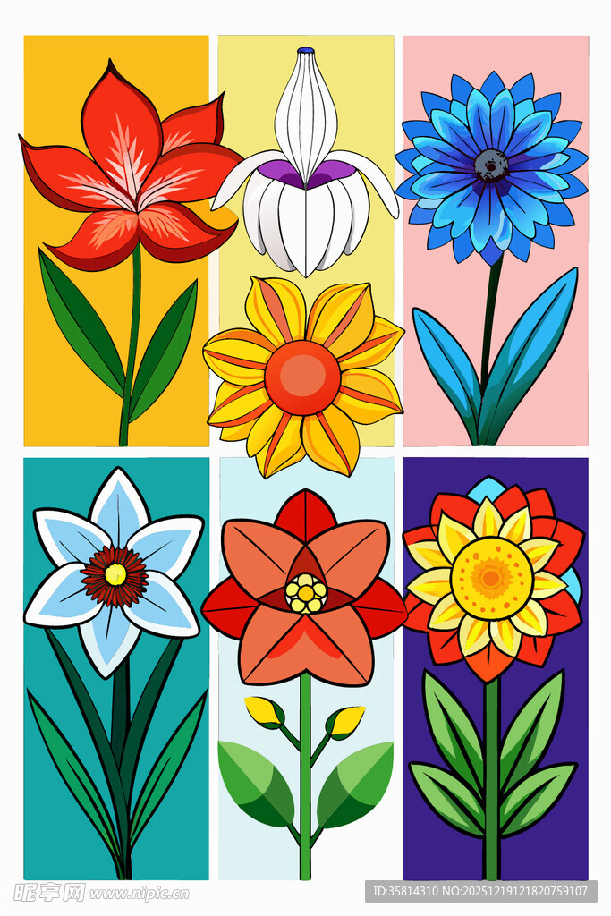 多彩手绘花卉图案集合