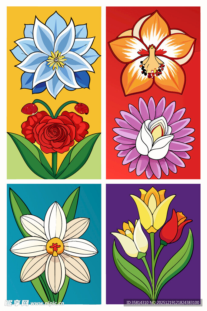多彩花卉图案集合