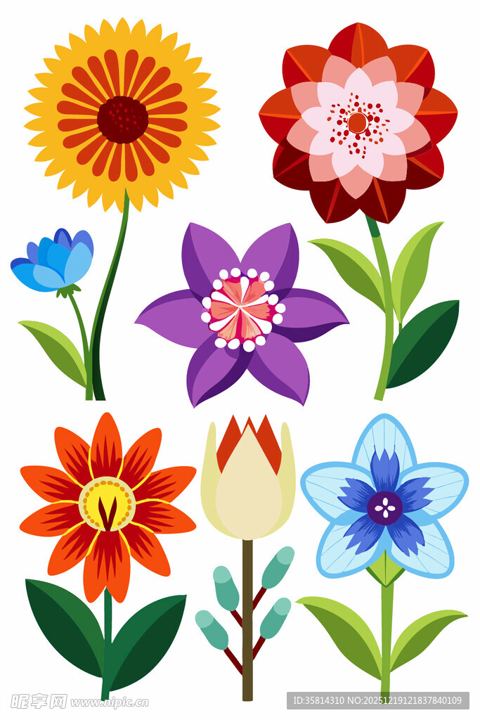 多彩手绘花卉图案集合