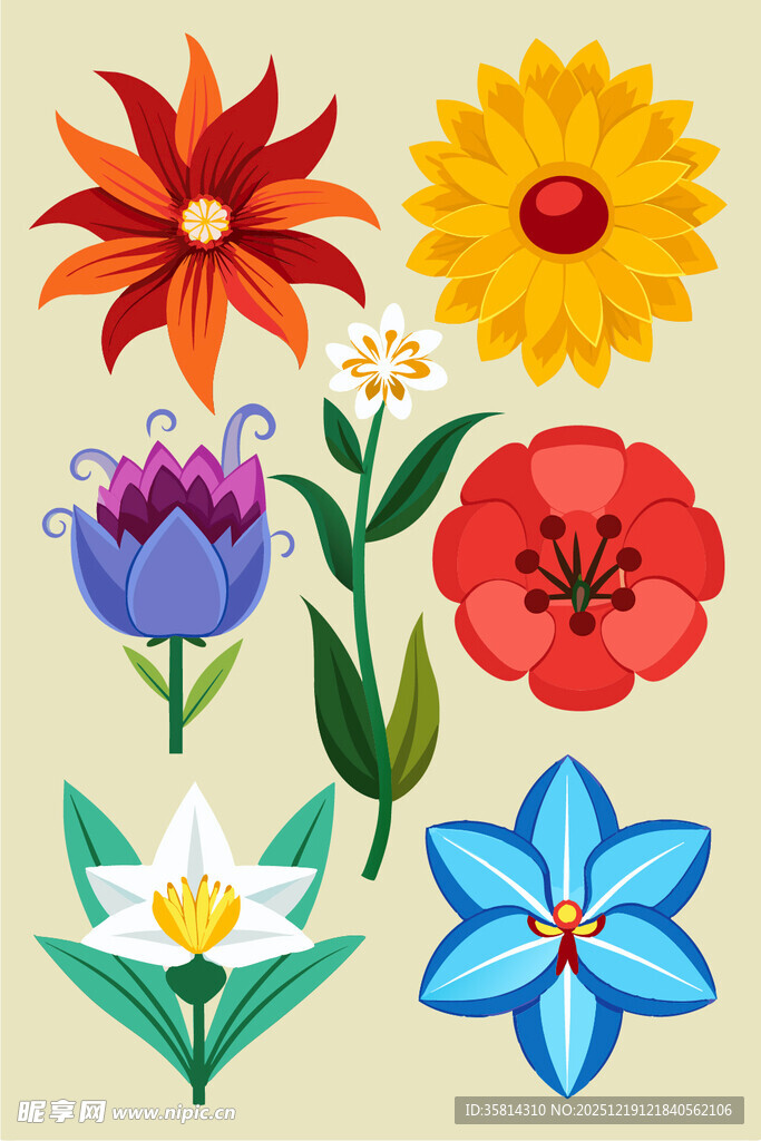 多彩手绘花卉图案集合