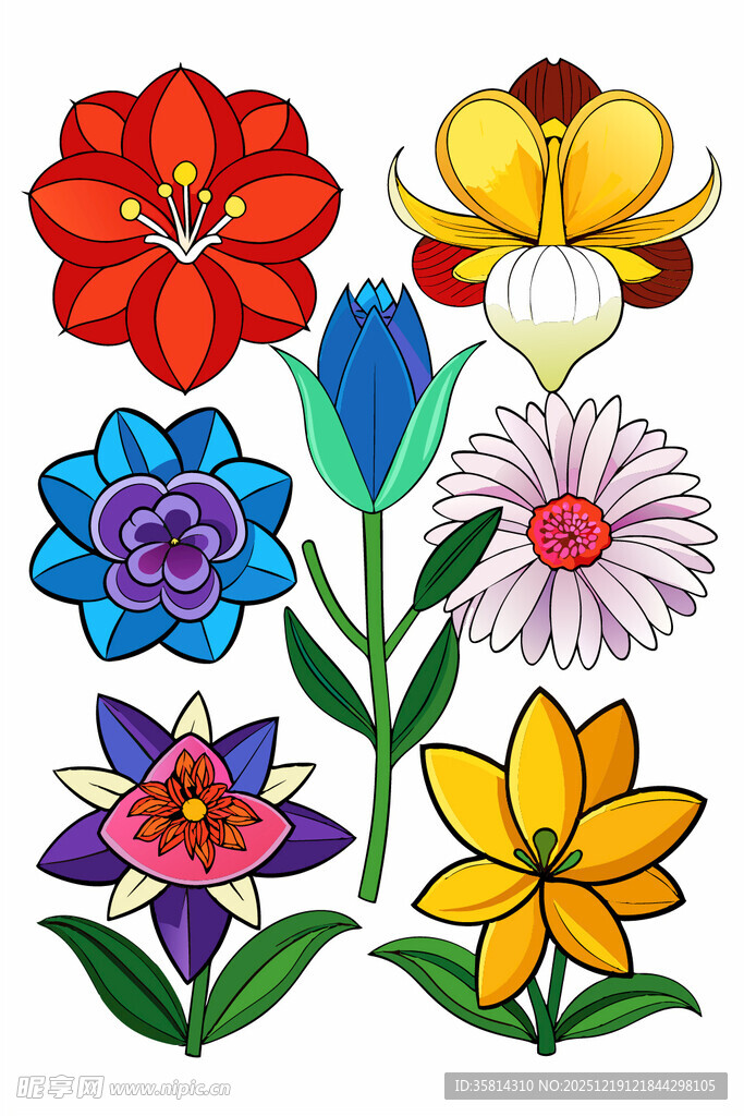 多彩手绘花卉图案