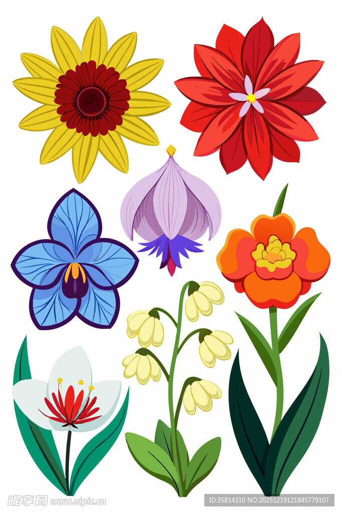 多彩刺绣花卉图案集合