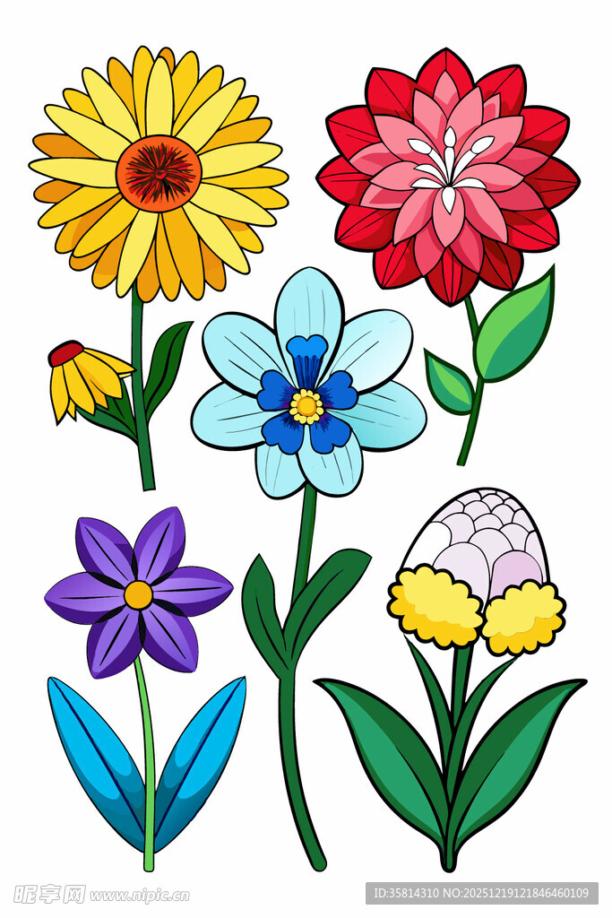 多彩手绘花卉图案集合