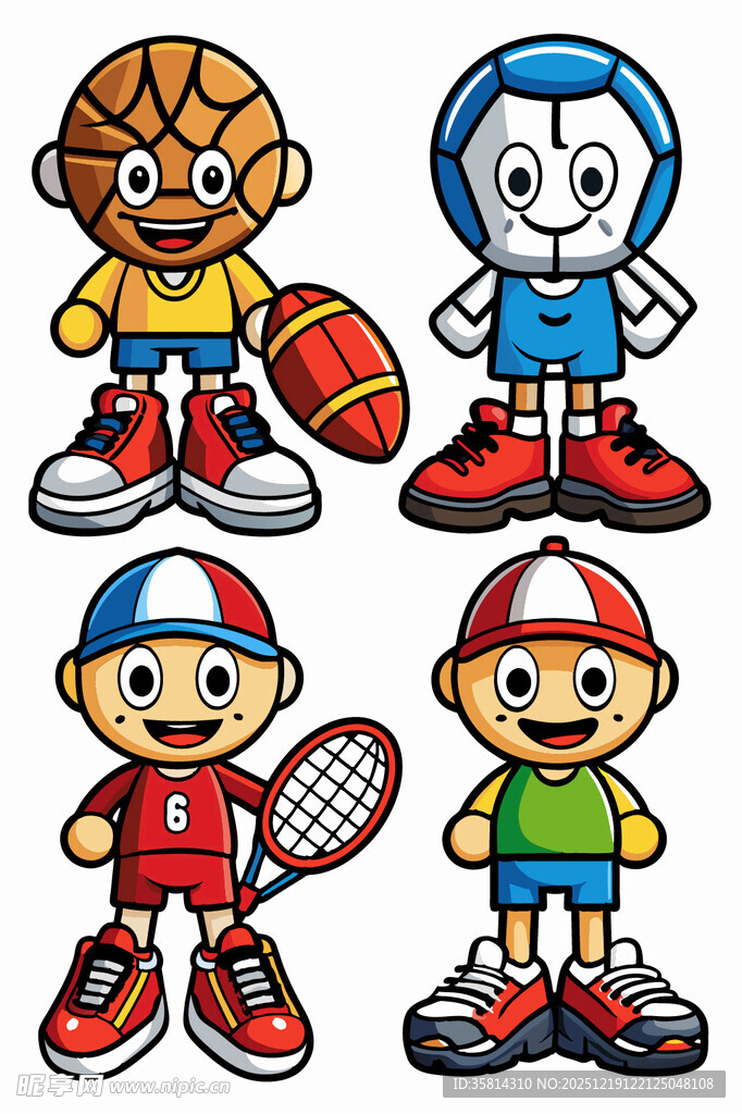 运动小能手卡通形象集合