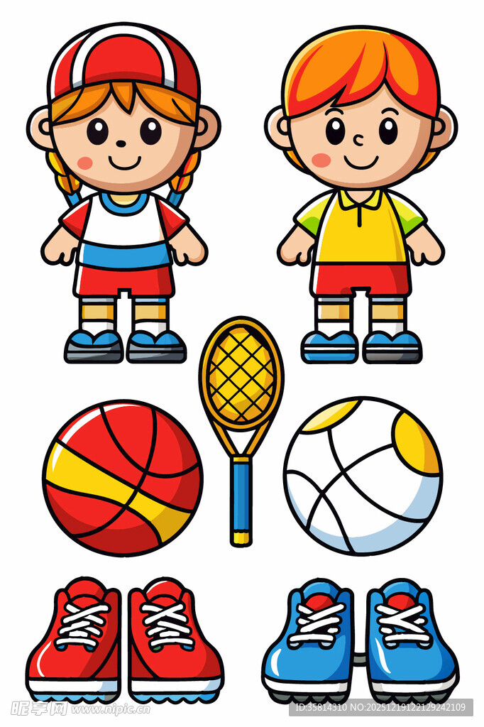儿童运动装备与卡通形象