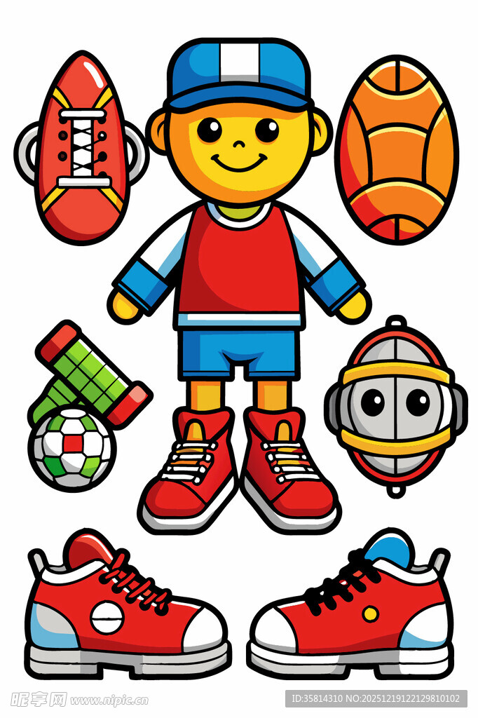 足球小子与多样运动装备