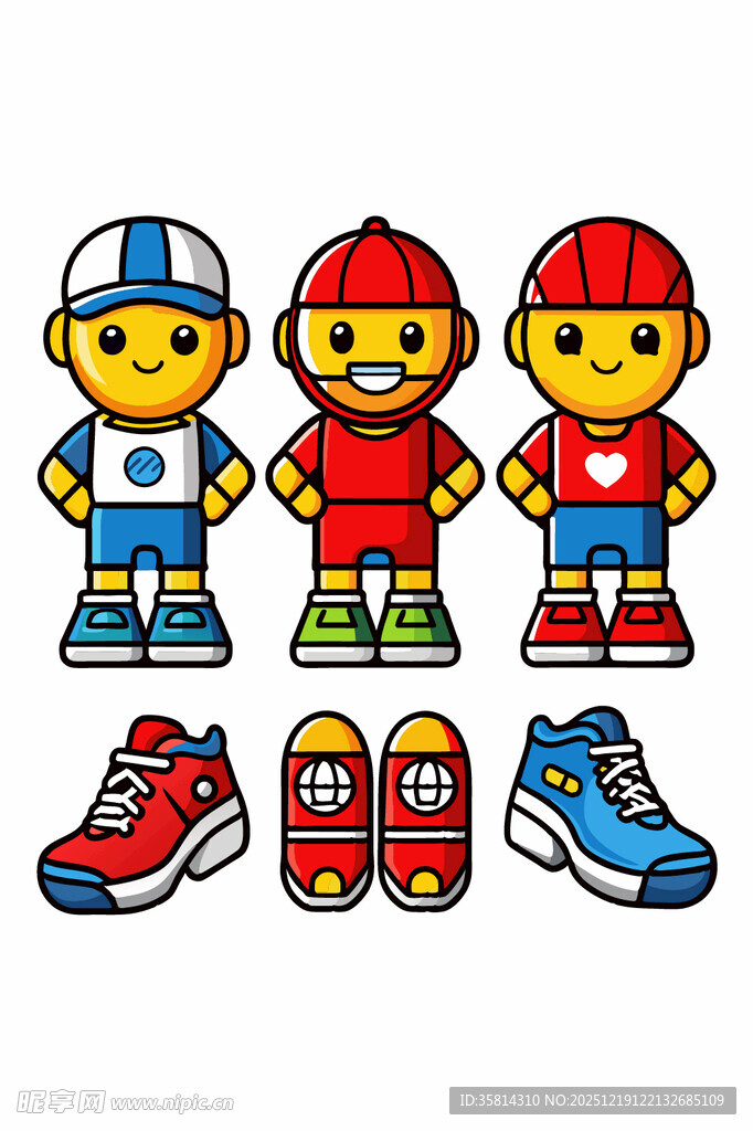 卡通儿童与多彩运动鞋