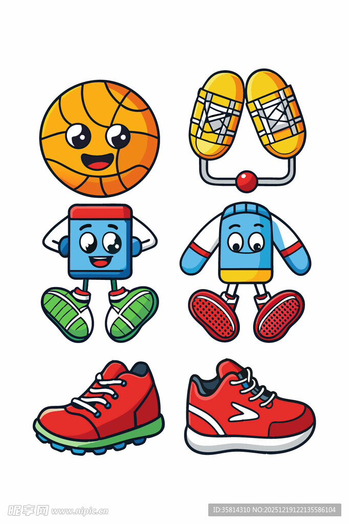 卡通运动角色与时尚运动鞋