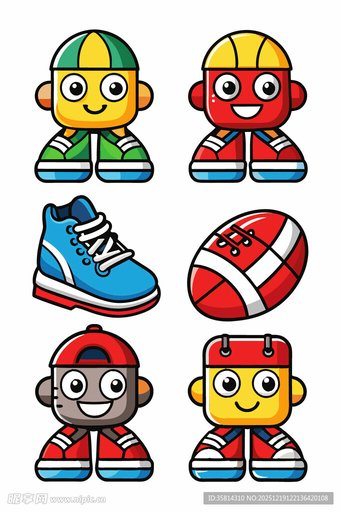 卡通运动角色与运动装备