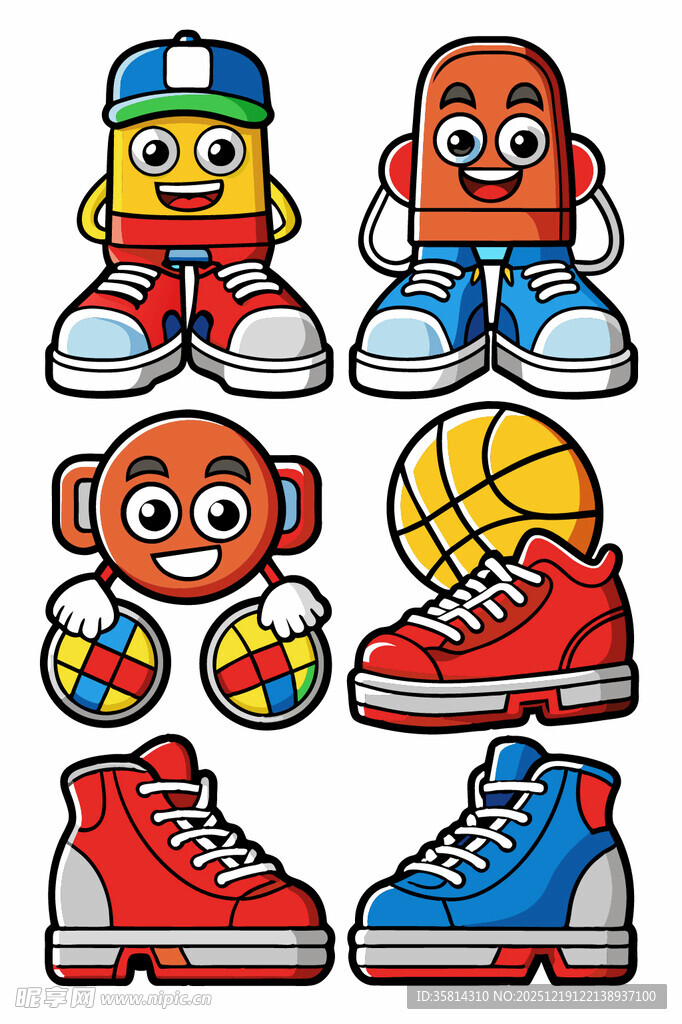 卡通鞋子与玩偶趣味组合