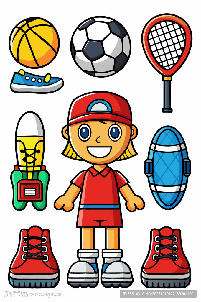 儿童运动装备与卡通形象