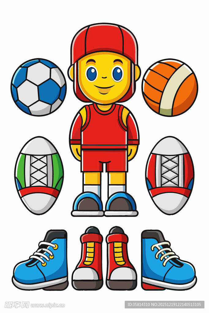 足球小子与多样运动装备