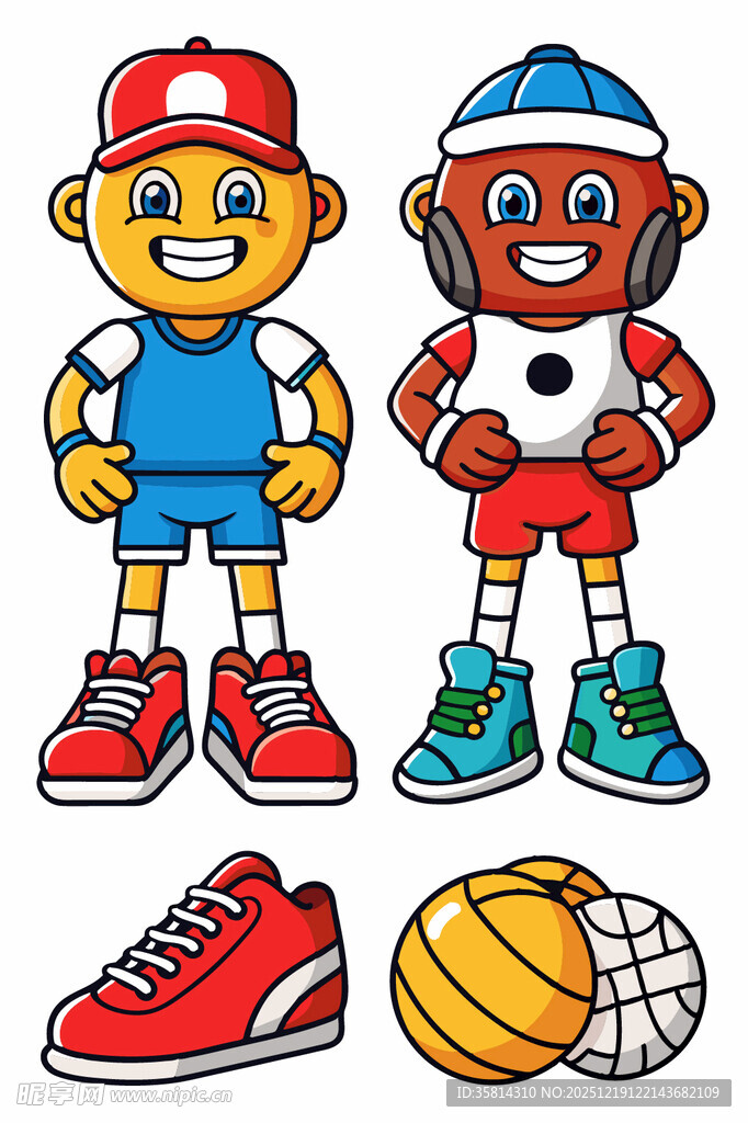 运动男孩与球类及运动鞋