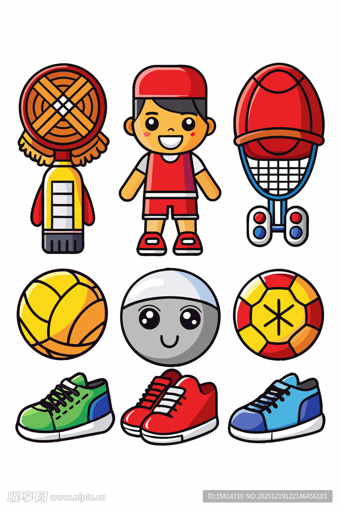 卡通运动装备与角色集合
