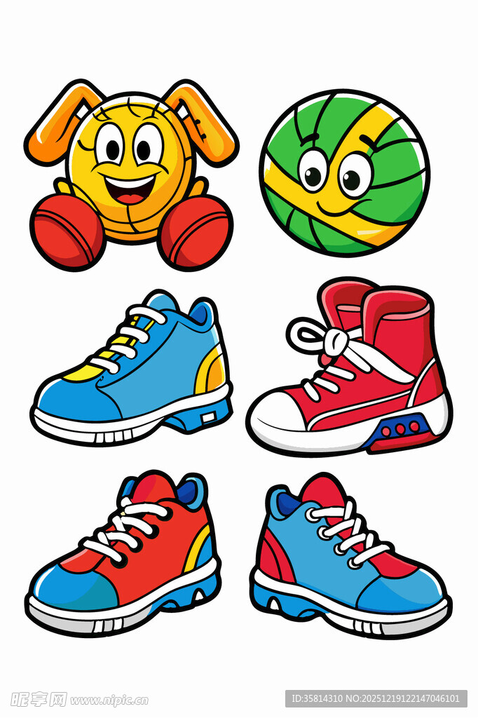 卡通运动鞋与玩偶图案